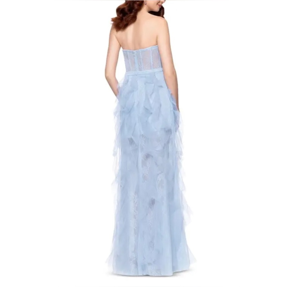 NWOT AQUA Strapless Lace Tulle Ruffle Gown - Picture 4 of 5